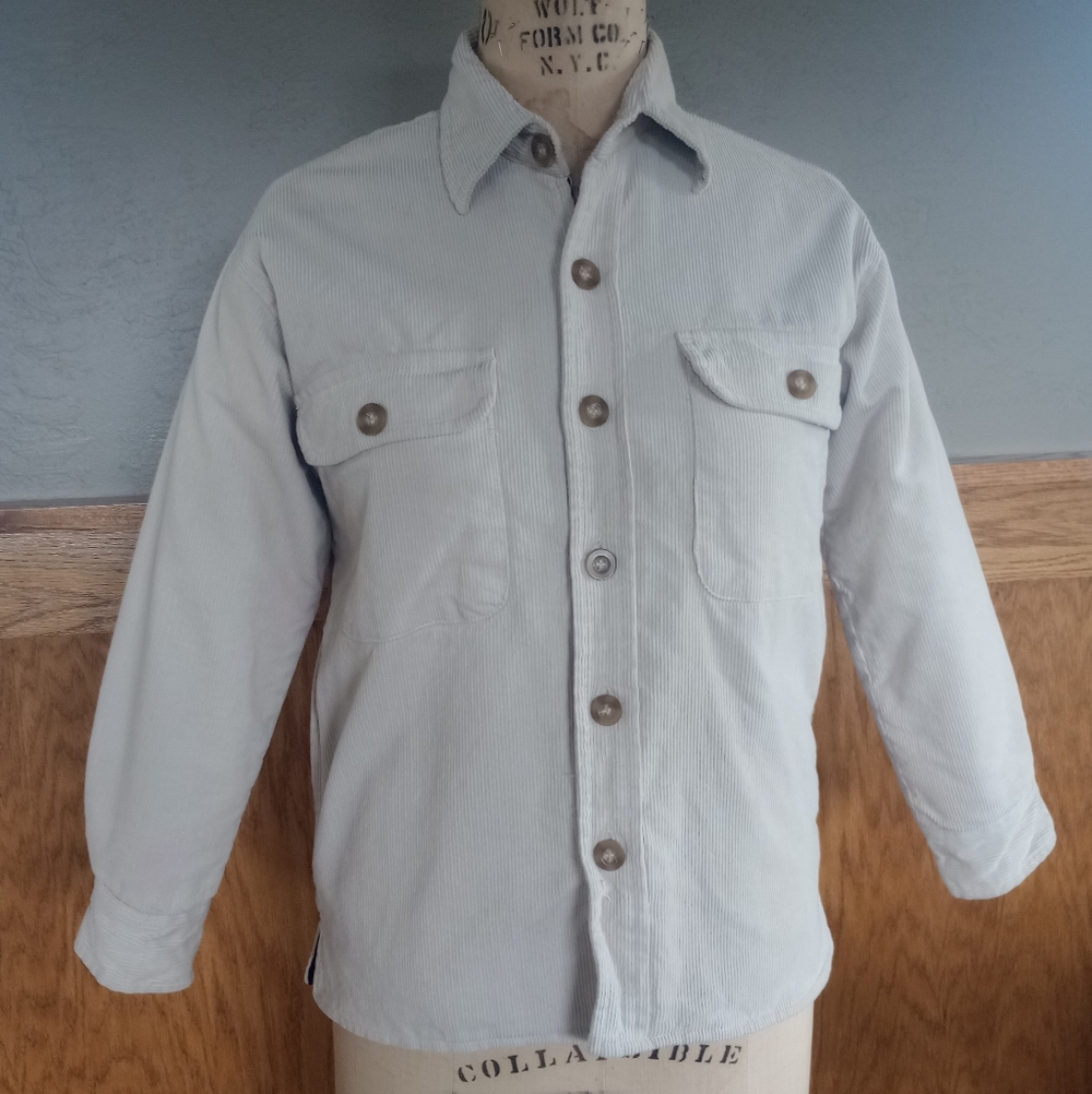 BURNSIDE Boys M 10/12 Corduroy Shacket Fleece Lined Cream Gorpcore Jacket